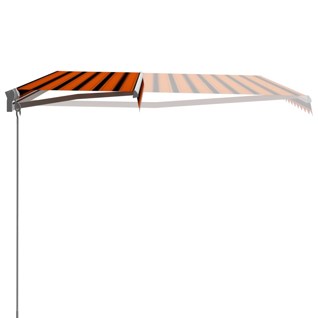 Ručně zatahovací markýza 450 x 300 cm oranžovo-hnědá