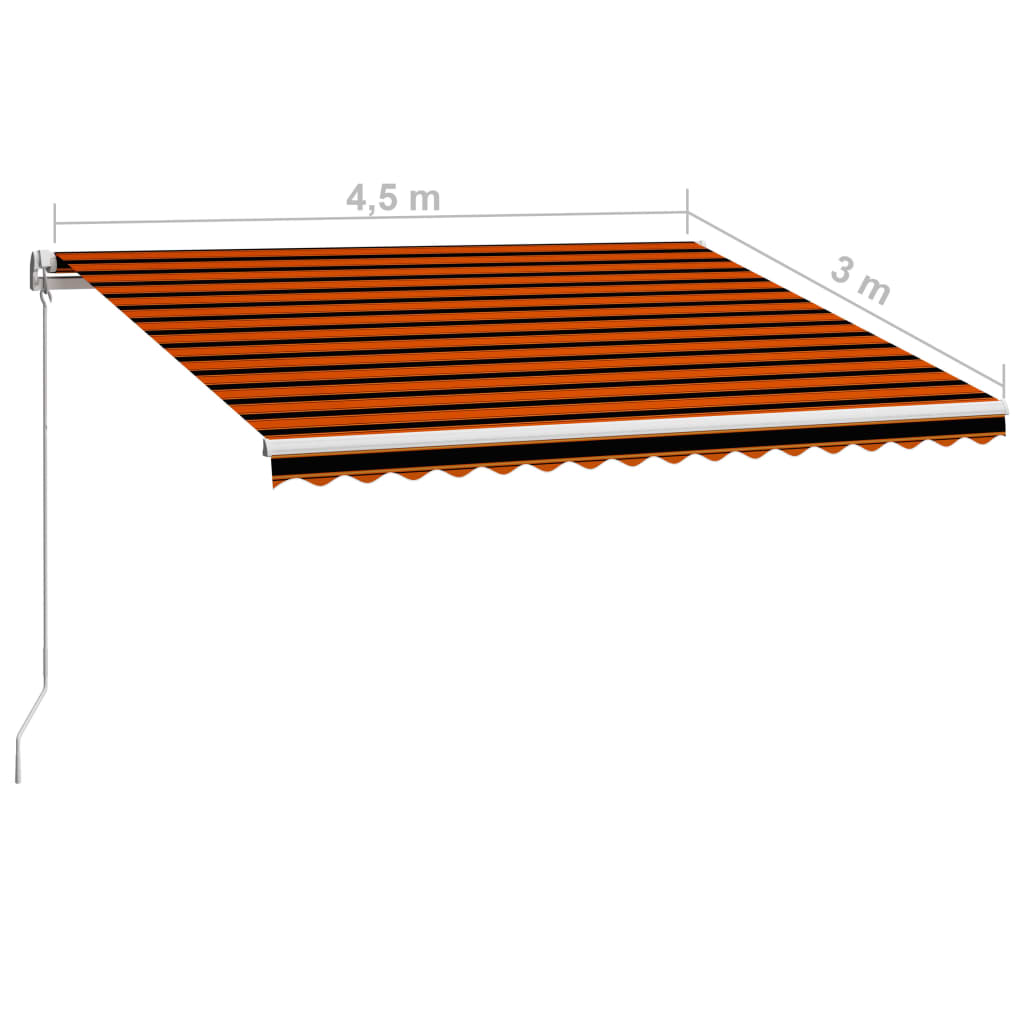 Ručně zatahovací markýza 450 x 300 cm oranžovo-hnědá