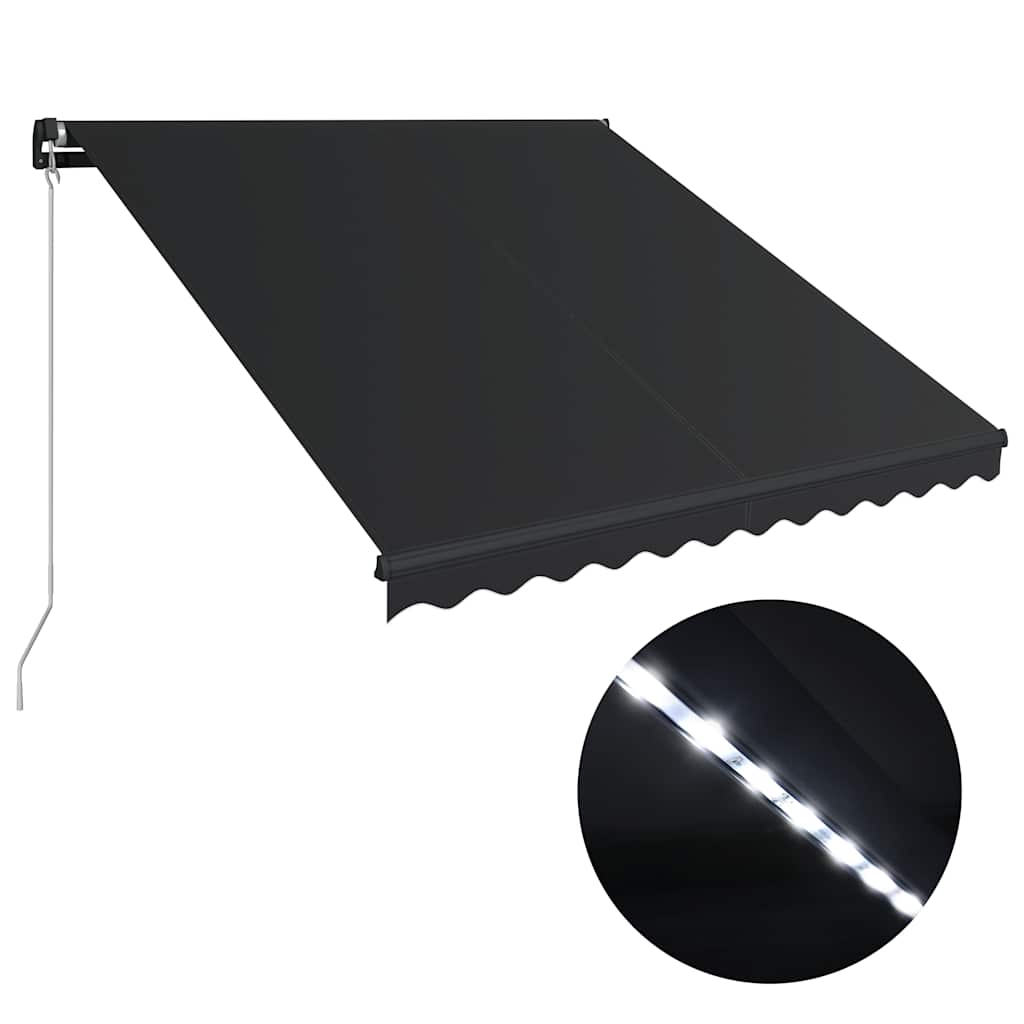 Ručně zatahovací markýza s LED světlem 300 x 250 cm antracitová