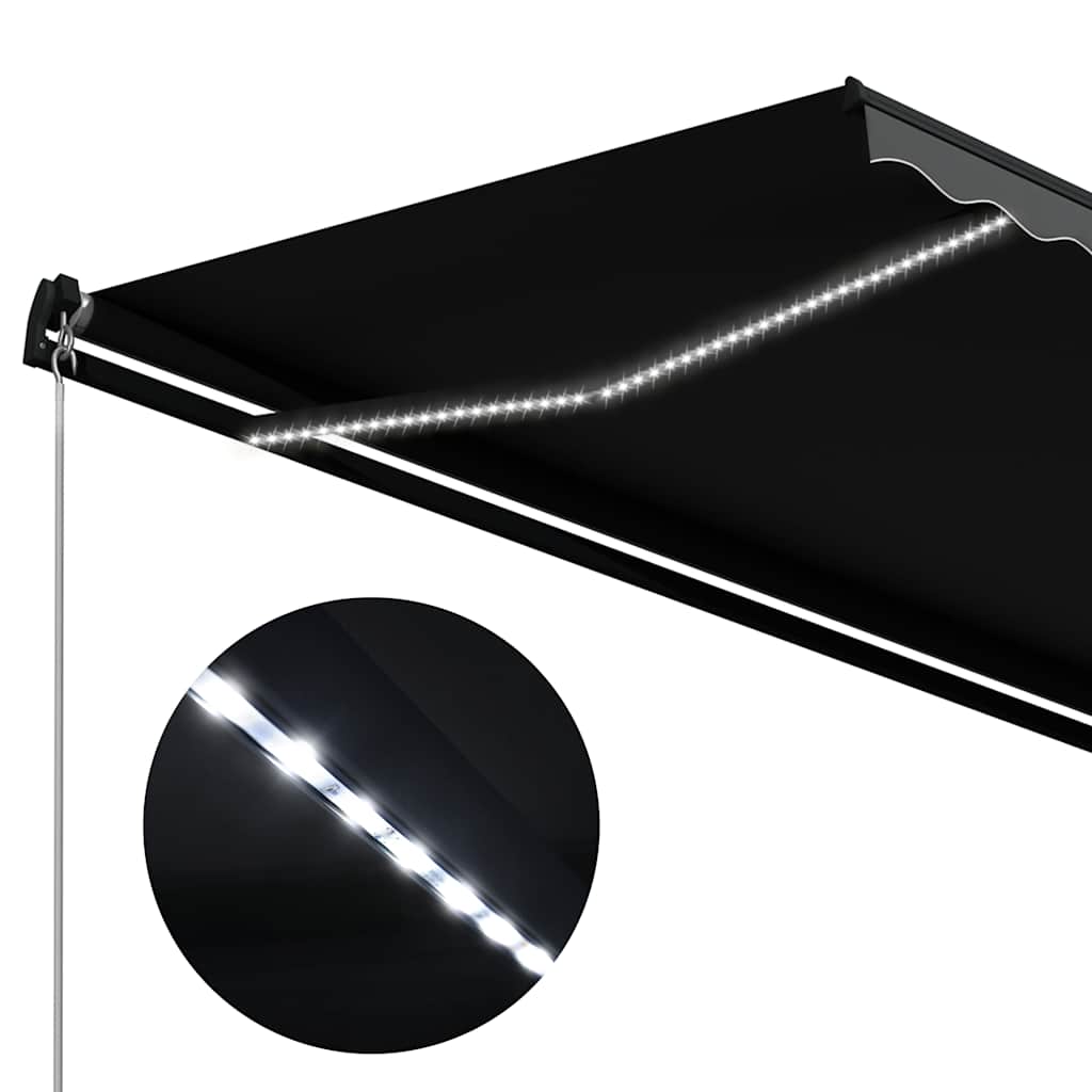 Ručně zatahovací markýza s LED světlem 300 x 250 cm antracitová