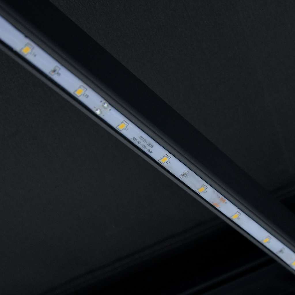 Ručně zatahovací markýza s LED světlem 300 x 250 cm antracitová