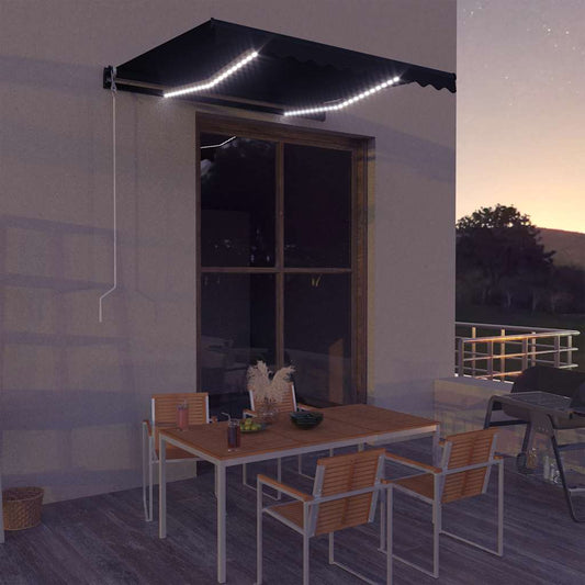 Ručně zatahovací markýza s LED světlem 300 x 250 cm antracitová