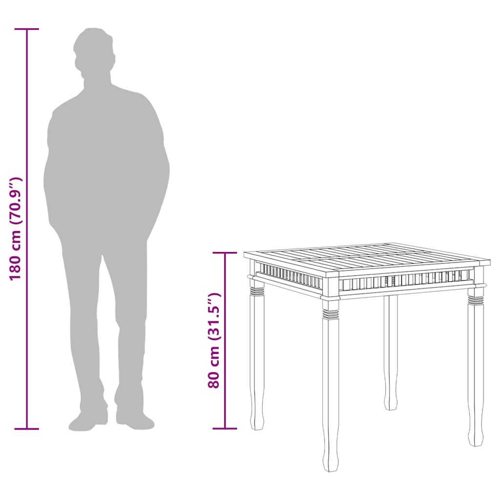 Zahradní jídelní stůl 80 x 80 x 80 cm masivní teakové dřevo