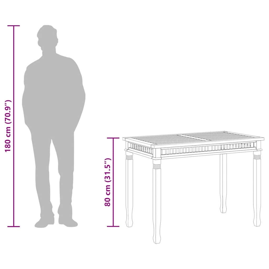 Zahradní jídelní stůl 110 x 65 x 80 cm masivní teakové dřevo