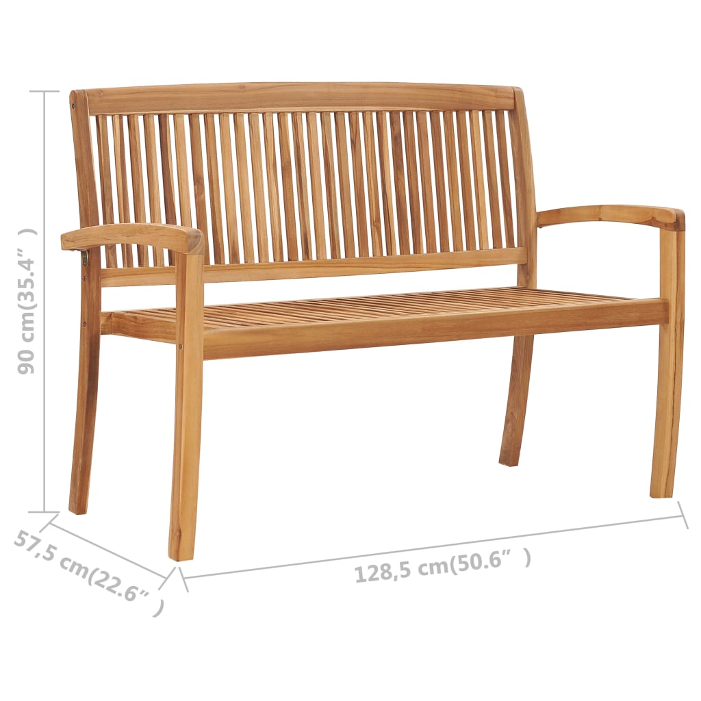 2místná stohovatelná zahradní lavice 128,5 cm masivní teak