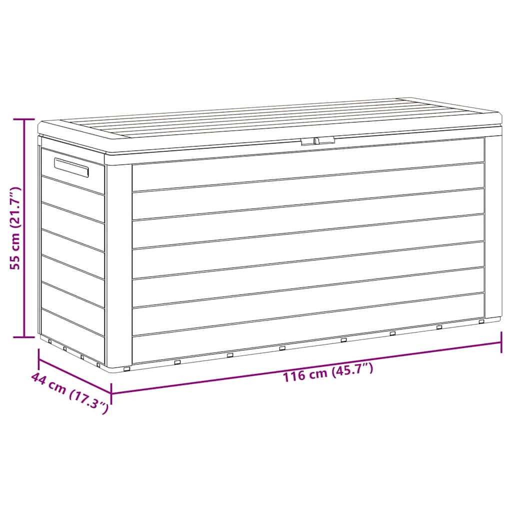 Zahradní úložný box antracitový 116 x 44 x 55 cm