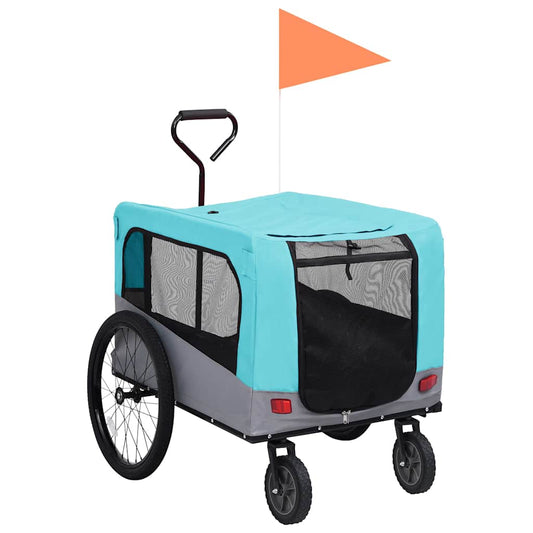 Vozík pro psa za kolo a na běhání 2 v 1 modrý a šedý