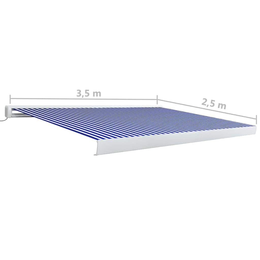 Kazetová markýza s motorem 350x250 cm modrá a bílá
