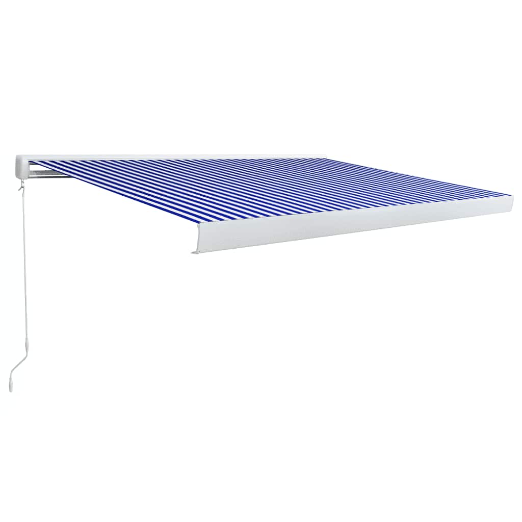 Kazetová markýza na ruční ovládání 350 x 250 cm modro-bílá