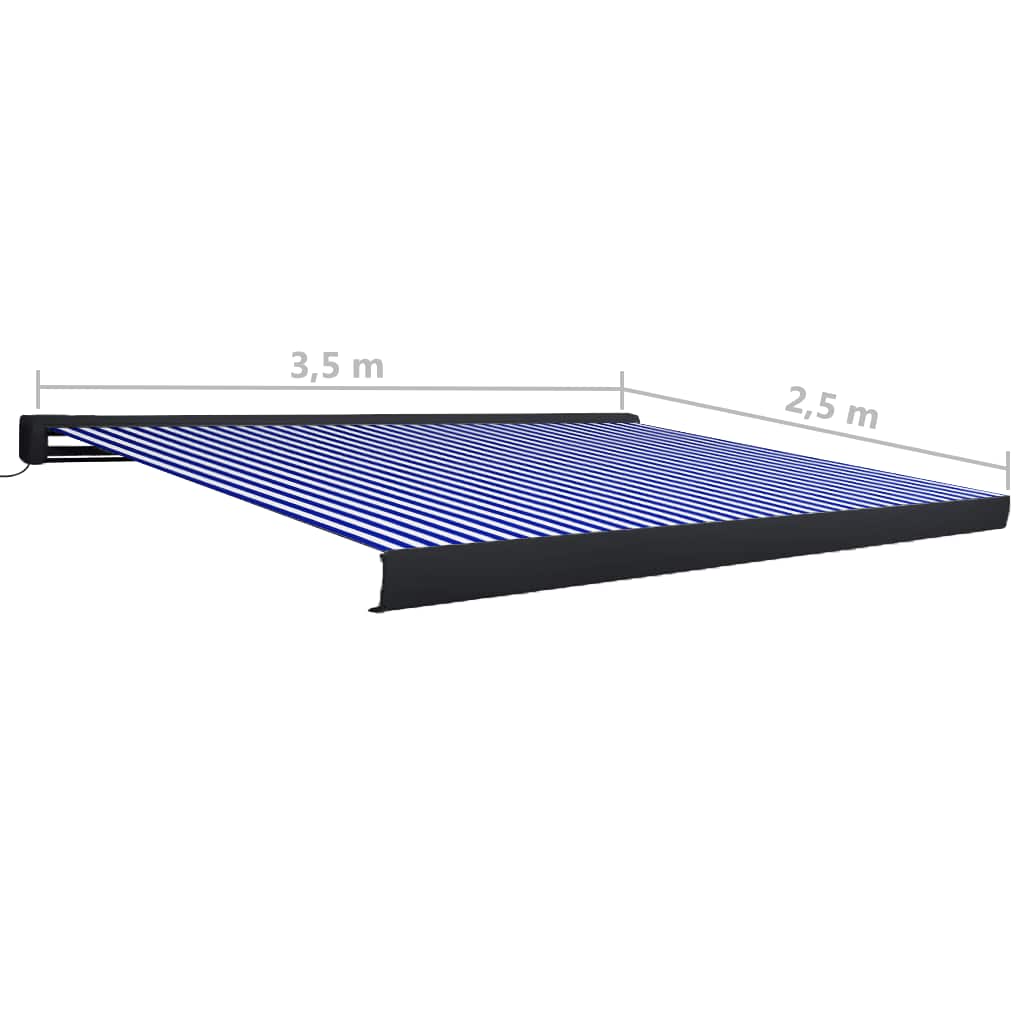 Kazetová markýza s motorem 350x250 cm modrá a bílá