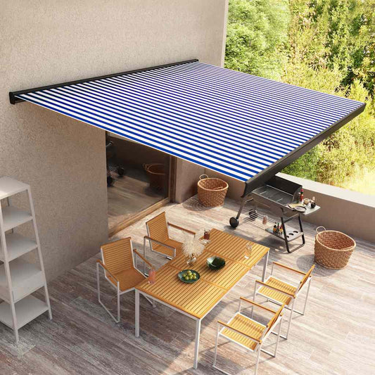 Kazetová markýza s motorem 350x250 cm modrá a bílá