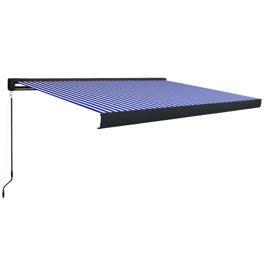 Kazetová markýza na ruční ovládání 350 x 250 cm modro-bílá