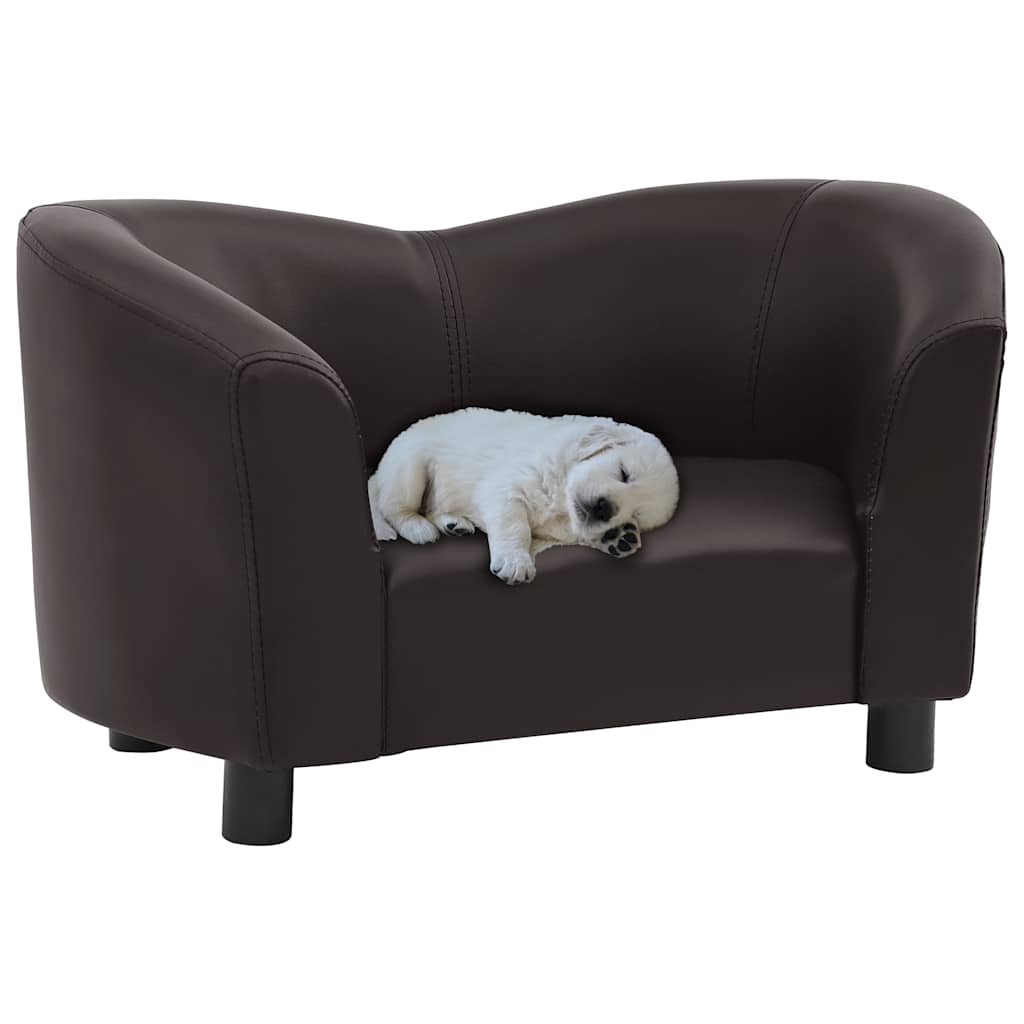 Pohovka pro psy hnědá 67 x 41 x 39 cm umělá kůže