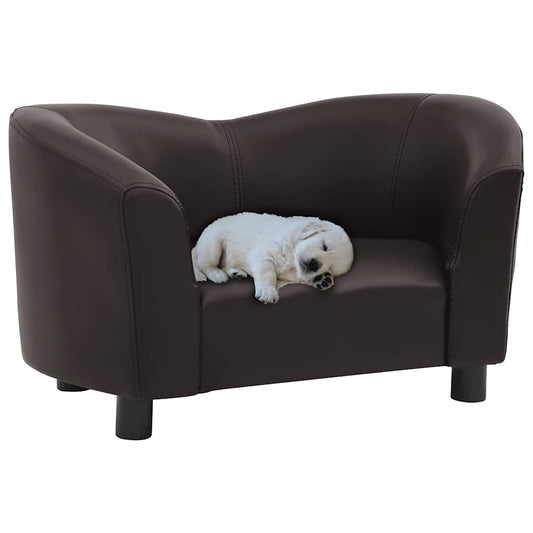 Pohovka pro psy hnědá 67 x 41 x 39 cm umělá kůže
