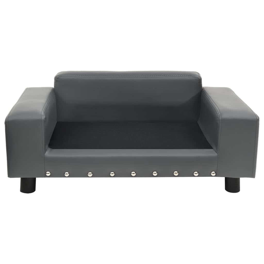 Pohovka pro psy šedá 81 x 43 x 31 cm plyš a umělá kůže