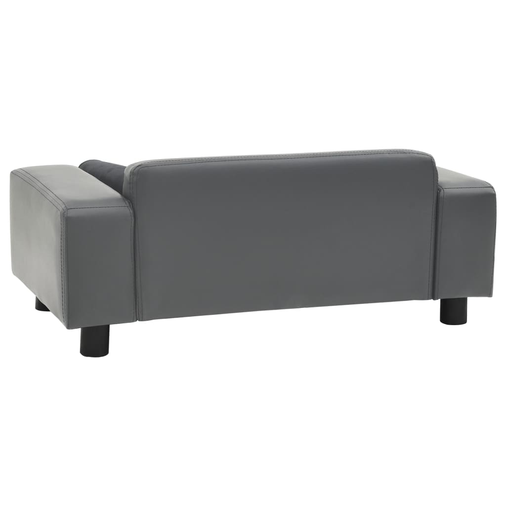 Pohovka pro psy šedá 81 x 43 x 31 cm plyš a umělá kůže