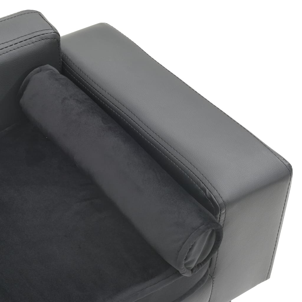 Pohovka pro psy šedá 81 x 43 x 31 cm plyš a umělá kůže