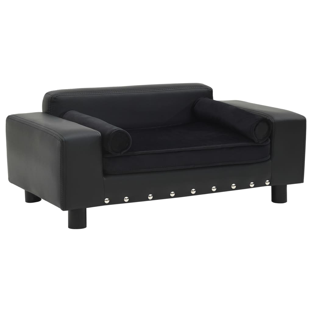 Pohovka pro psy černá 81 x 43 x 31 cm plyš a umělá kůže