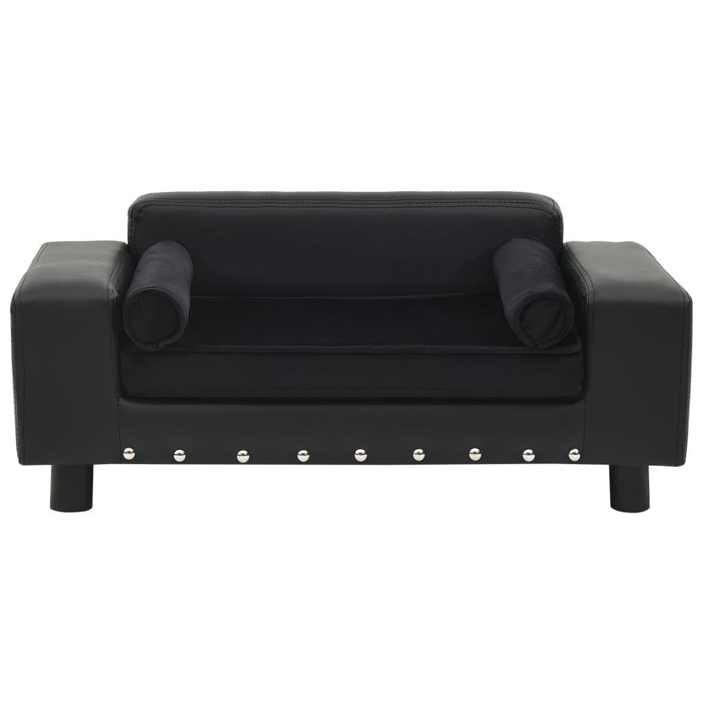 Pohovka pro psy černá 81 x 43 x 31 cm plyš a umělá kůže