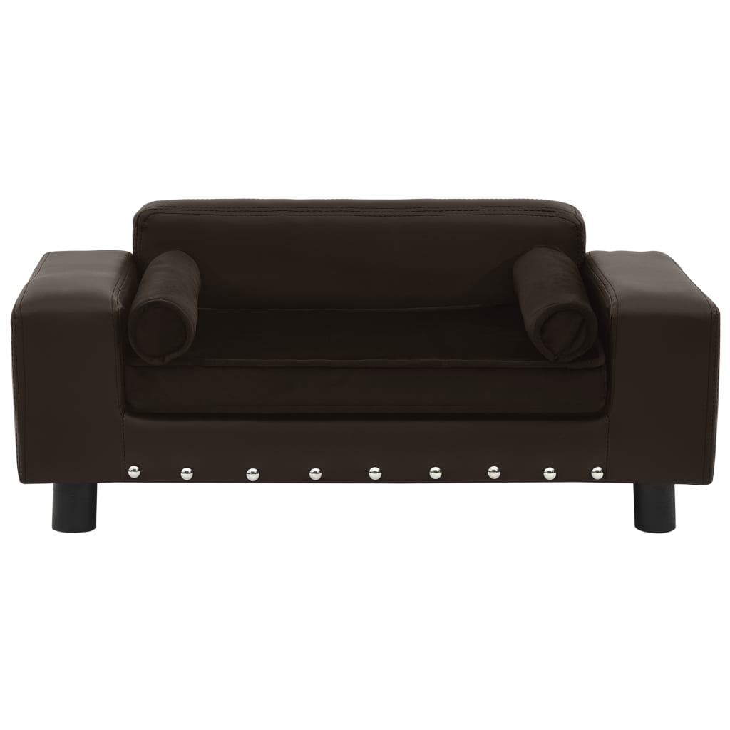 Pohovka pro psy hnědá 81 x 43 x 31 cm plyš a umělá kůže