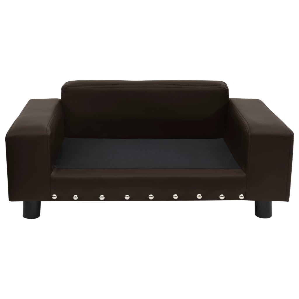 Pohovka pro psy hnědá 81 x 43 x 31 cm plyš a umělá kůže