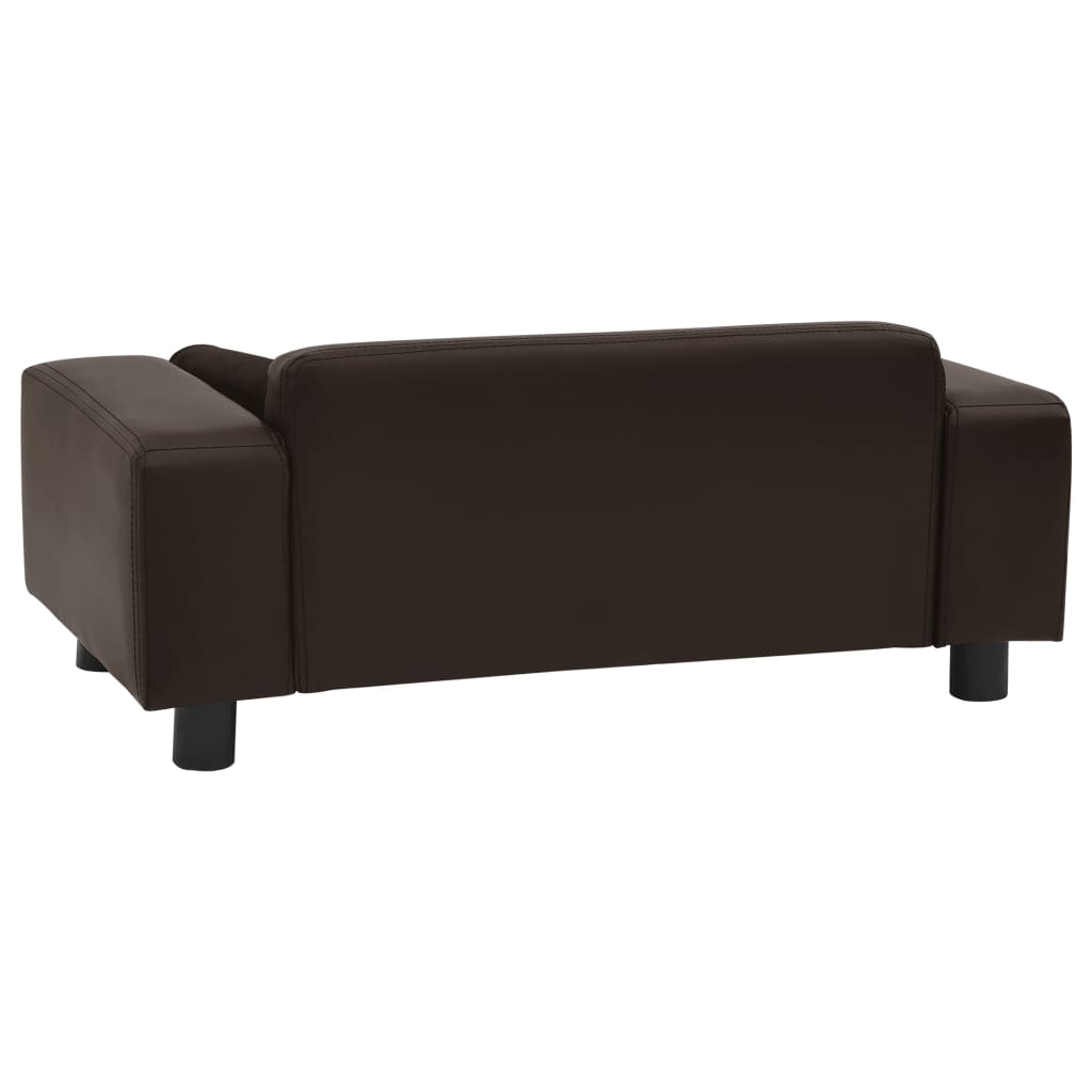 Pohovka pro psy hnědá 81 x 43 x 31 cm plyš a umělá kůže