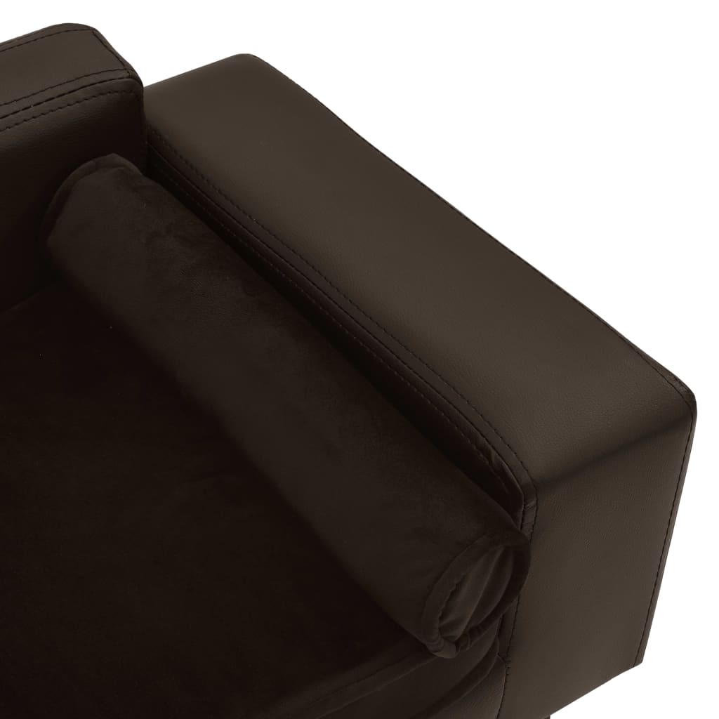 Pohovka pro psy hnědá 81 x 43 x 31 cm plyš a umělá kůže