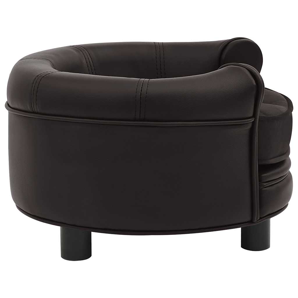 Pohovka pro psy hnědá 48 x 48 x 32 cm plyš a umělá kůže