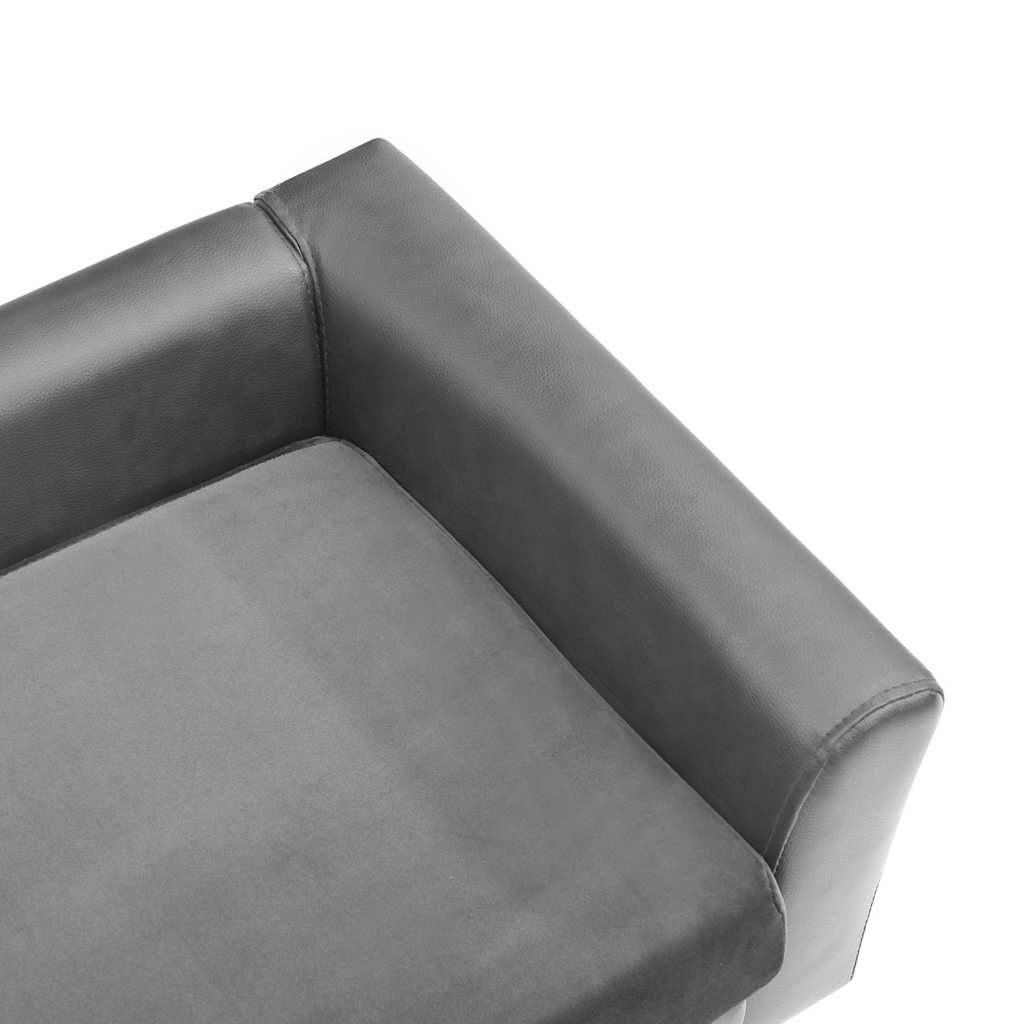 Pohovka pro psy šedá 60 x 43 x 30 cm plyš a umělá kůže