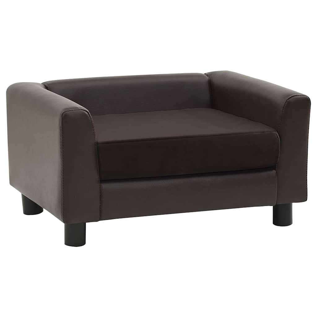 Pohovka pro psy hnědá 60 x 43 x 30 cm plyš a umělá kůže