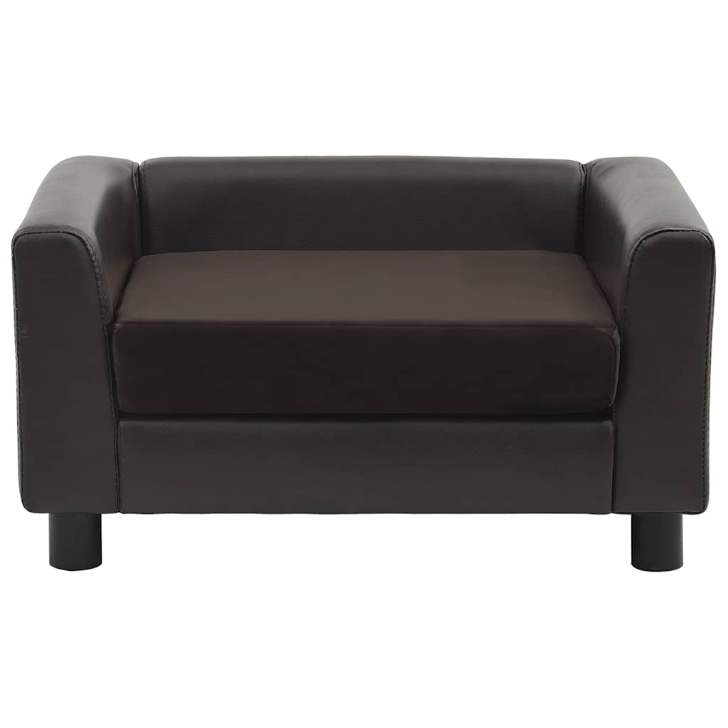 Pohovka pro psy hnědá 60 x 43 x 30 cm plyš a umělá kůže