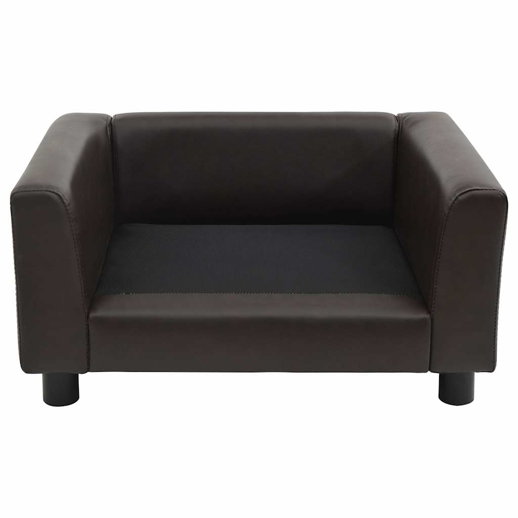 Pohovka pro psy hnědá 60 x 43 x 30 cm plyš a umělá kůže