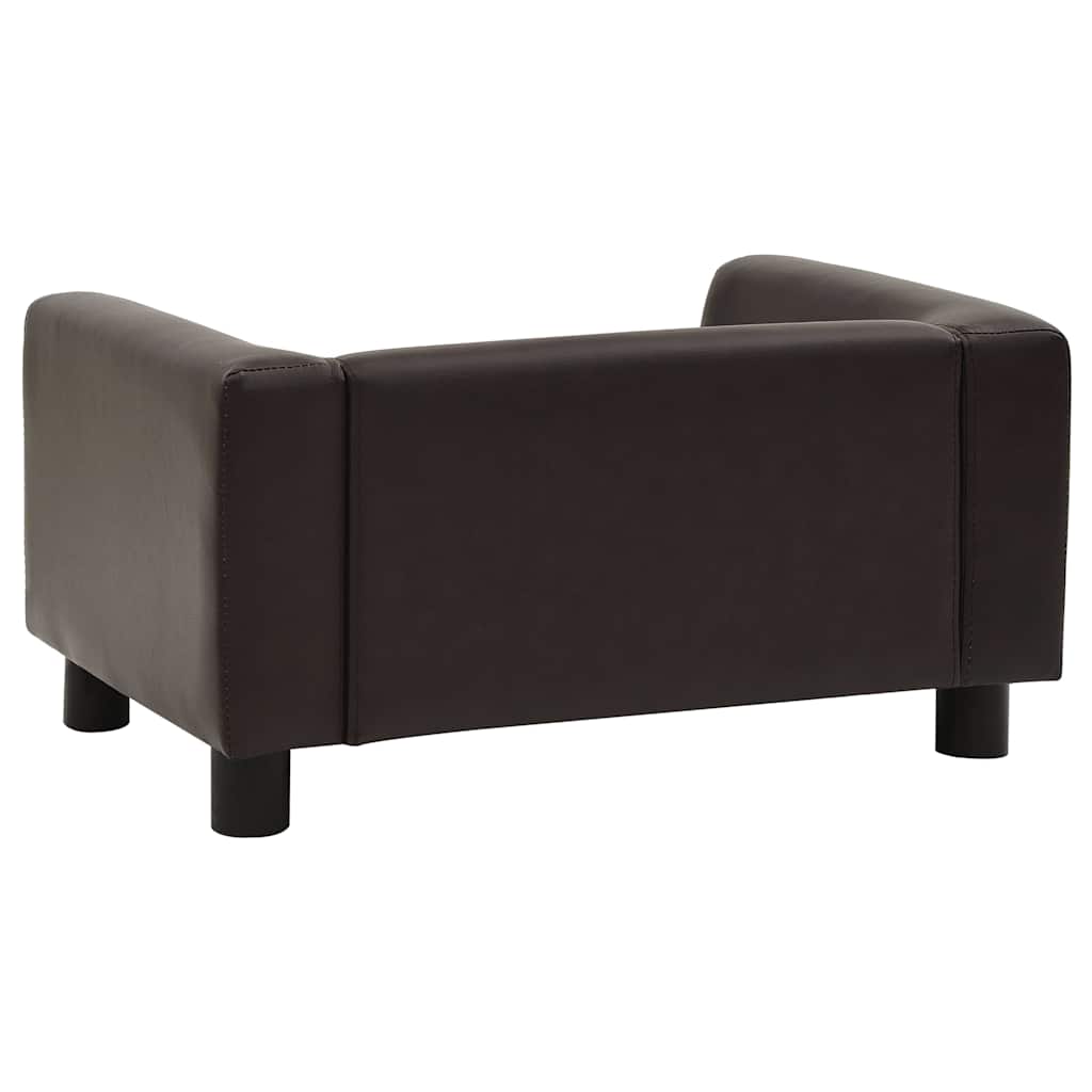 Pohovka pro psy hnědá 60 x 43 x 30 cm plyš a umělá kůže