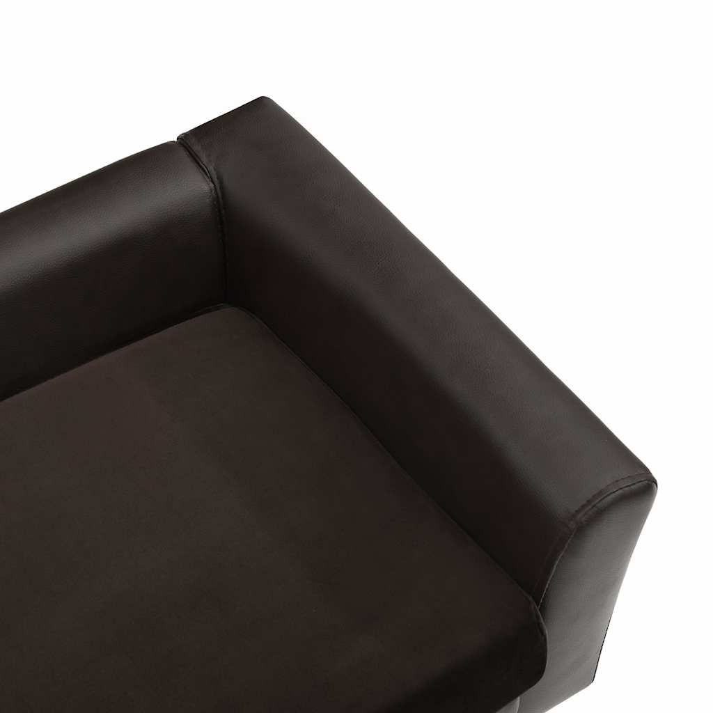 Pohovka pro psy hnědá 60 x 43 x 30 cm plyš a umělá kůže