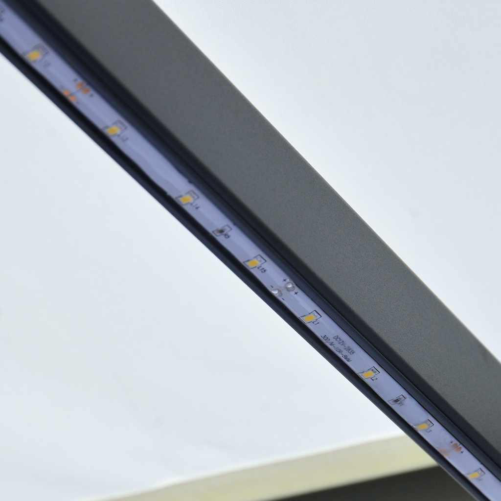 Ručně zatahovací markýza s LED světlem 300 x 250 cm krémová