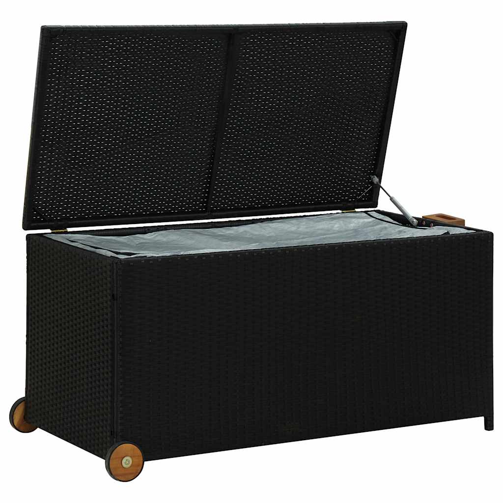 Zahradní úložný box černý 120x 65 x 61 cm polyratan