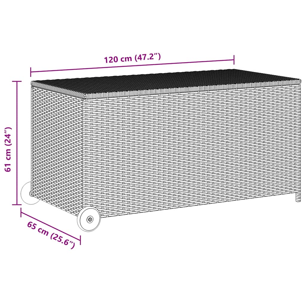 Zahradní úložný box černý 120x 65 x 61 cm polyratan