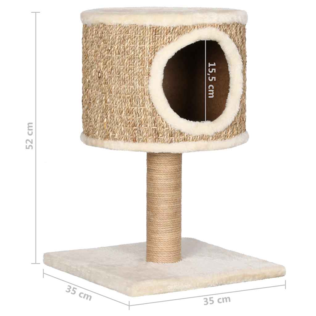 Kočičí strom s domečkem a sisalovým sloupkem 52 cm mořská tráva