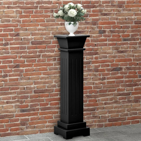 Stojan na květiny klasický čtvercový sloup černý 17x17x66cm MDF