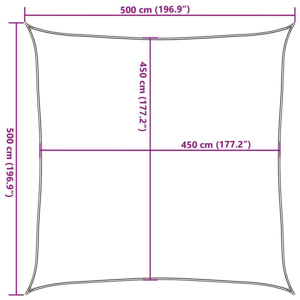 Plachta proti slunci 160 g/m² antracitová 5 x 5 m HDPE