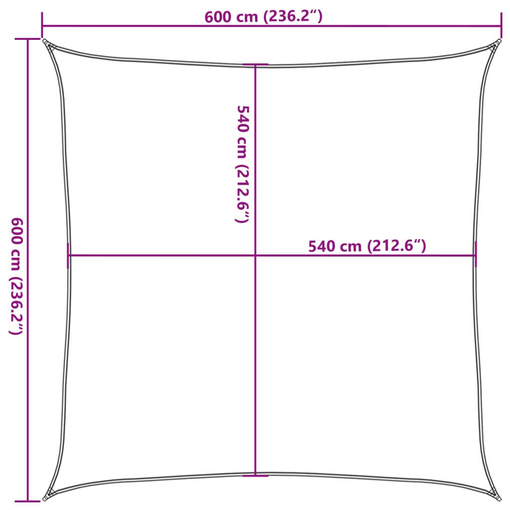 Stínicí plachta 160 g/m² antracitová 6 x 6 m HDPE
