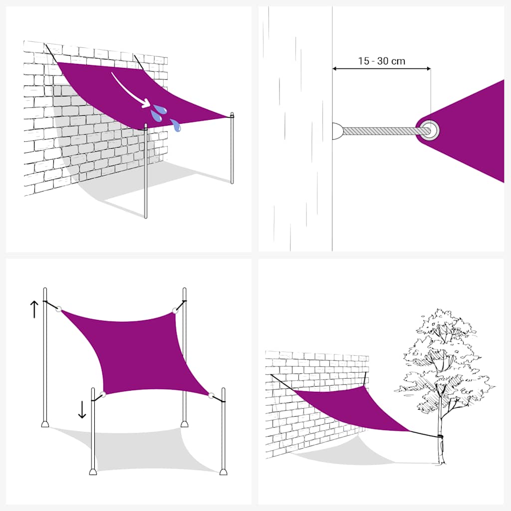 Stínící plachta 160 g/m² červená 2 x 2 m HDPE