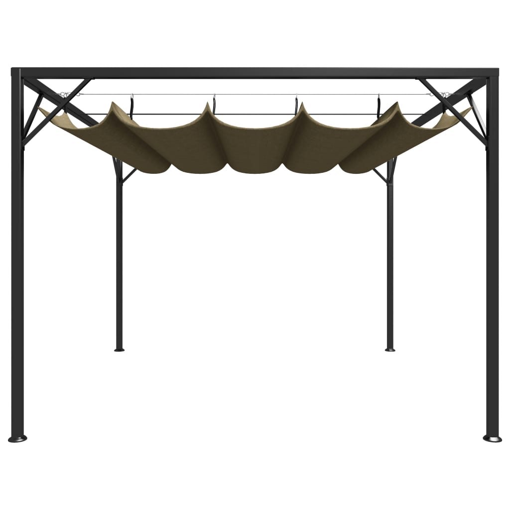 Zahradní altán se zatahovací střechou 3 x 3 m taupe 180 g/m²