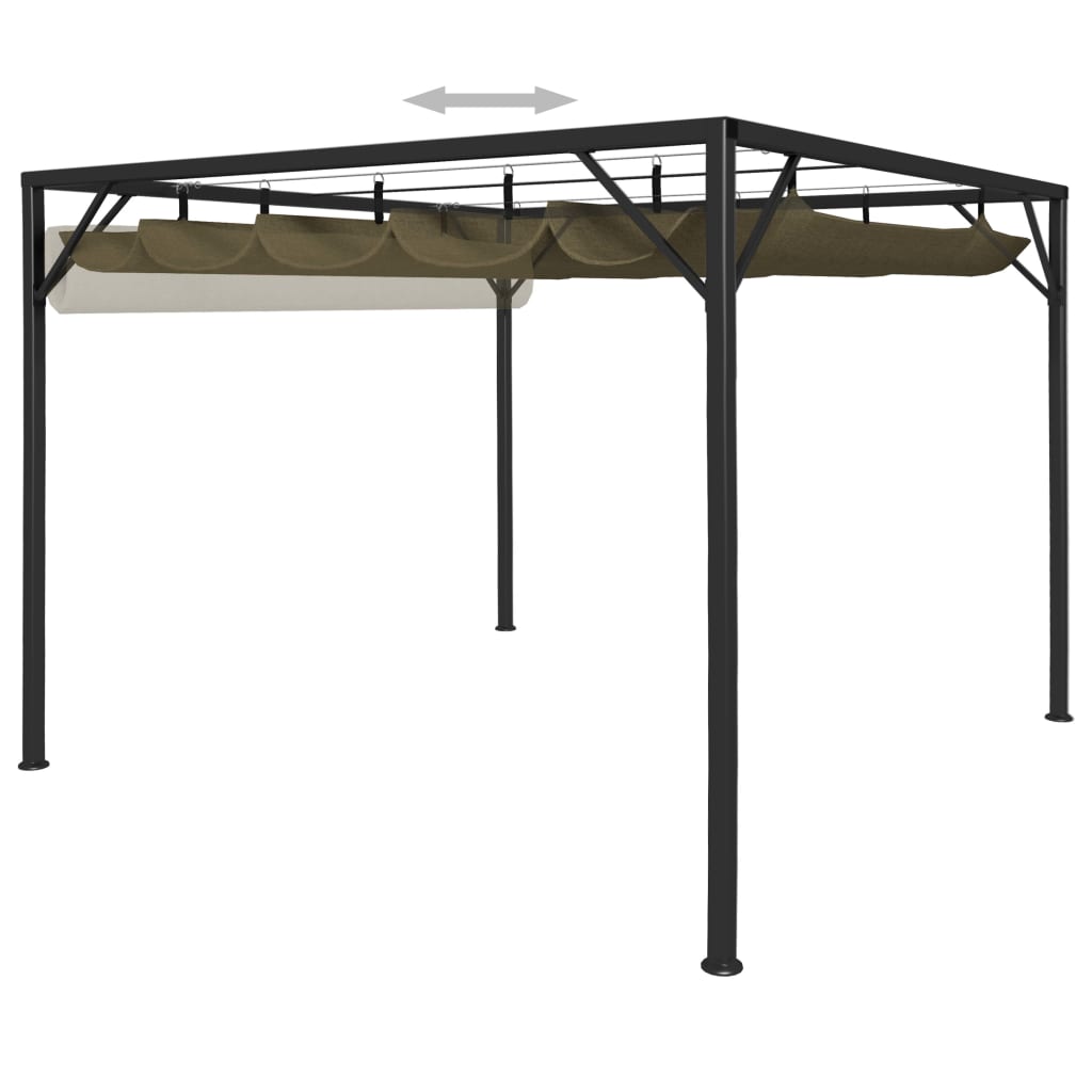 Zahradní altán se zatahovací střechou 3 x 3 m taupe 180 g/m²