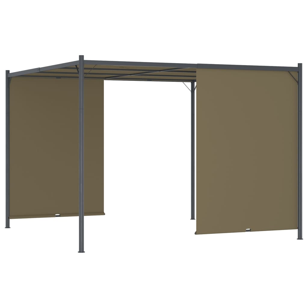 Zahradní altán se zatahovací střechou 3 x 3 m taupe 180 g/m²
