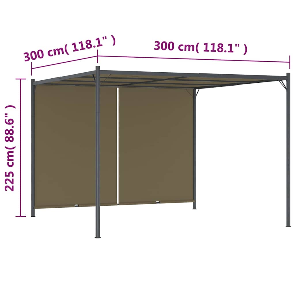 Zahradní altán se zatahovací střechou 3 x 3 m taupe 180 g/m²