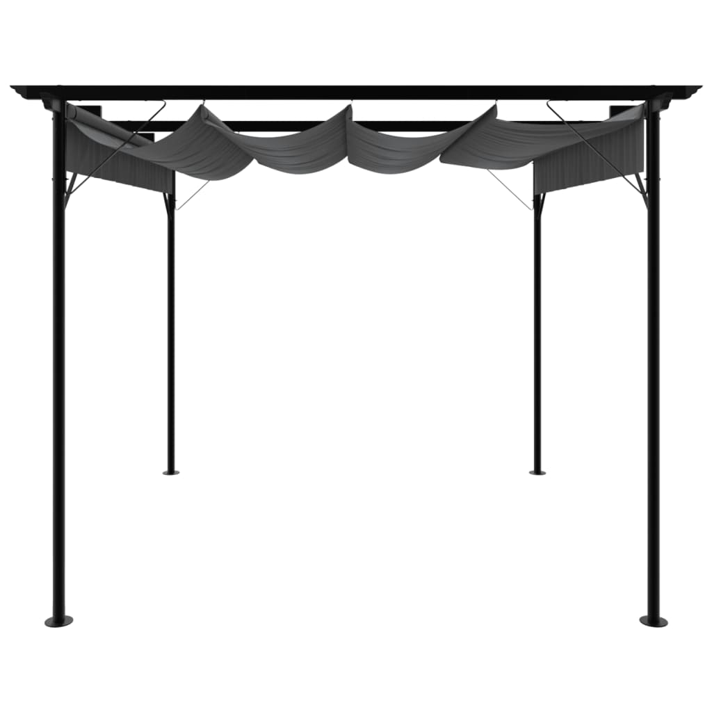Pergola se zatahovací střechou antracitová 3x3 m ocel 180 g/m²