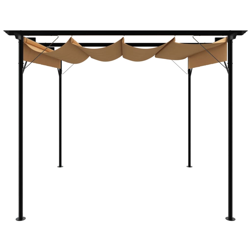 Pergola se zatahovací střechou taupe 3 x 3 m ocel 180 g/m²
