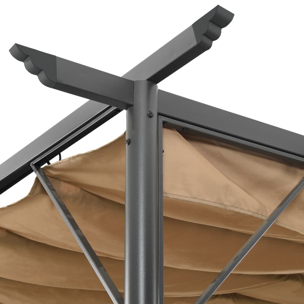 Pergola se zatahovací střechou taupe 3 x 3 m ocel 180 g/m²