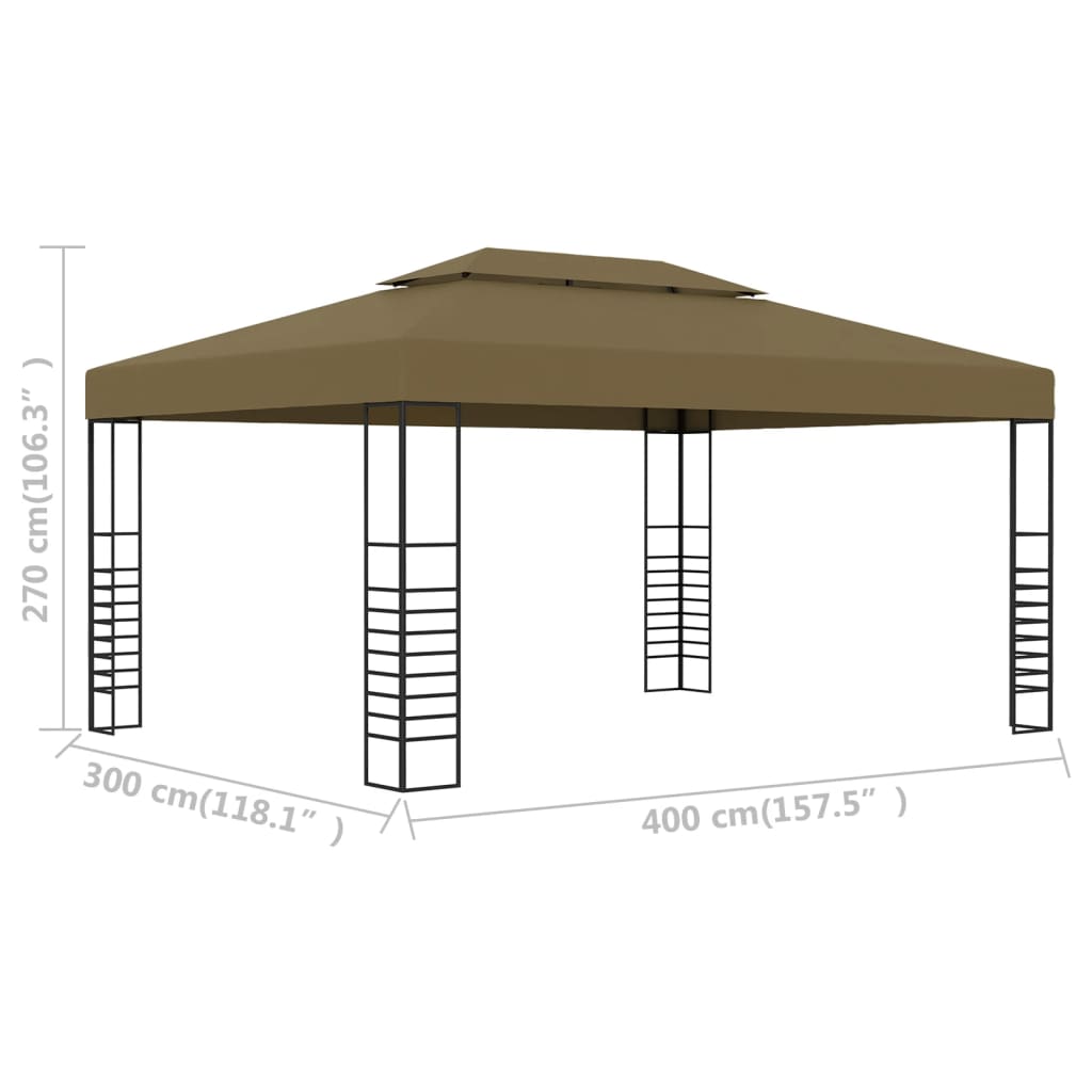 Altán se zatahovací střechou 3 x 4 m taupe 180 g/m²